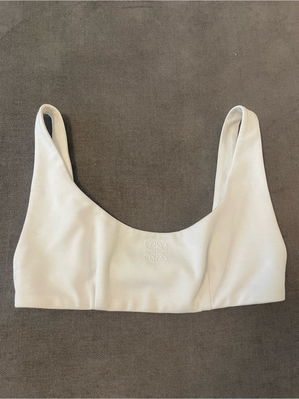 Loewe Paula’s Ibiza White Bra Top Crop Top with Embossed Logo Size Med